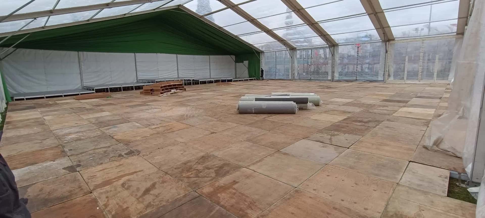 Exhibition tent prepared for professional fair presentations