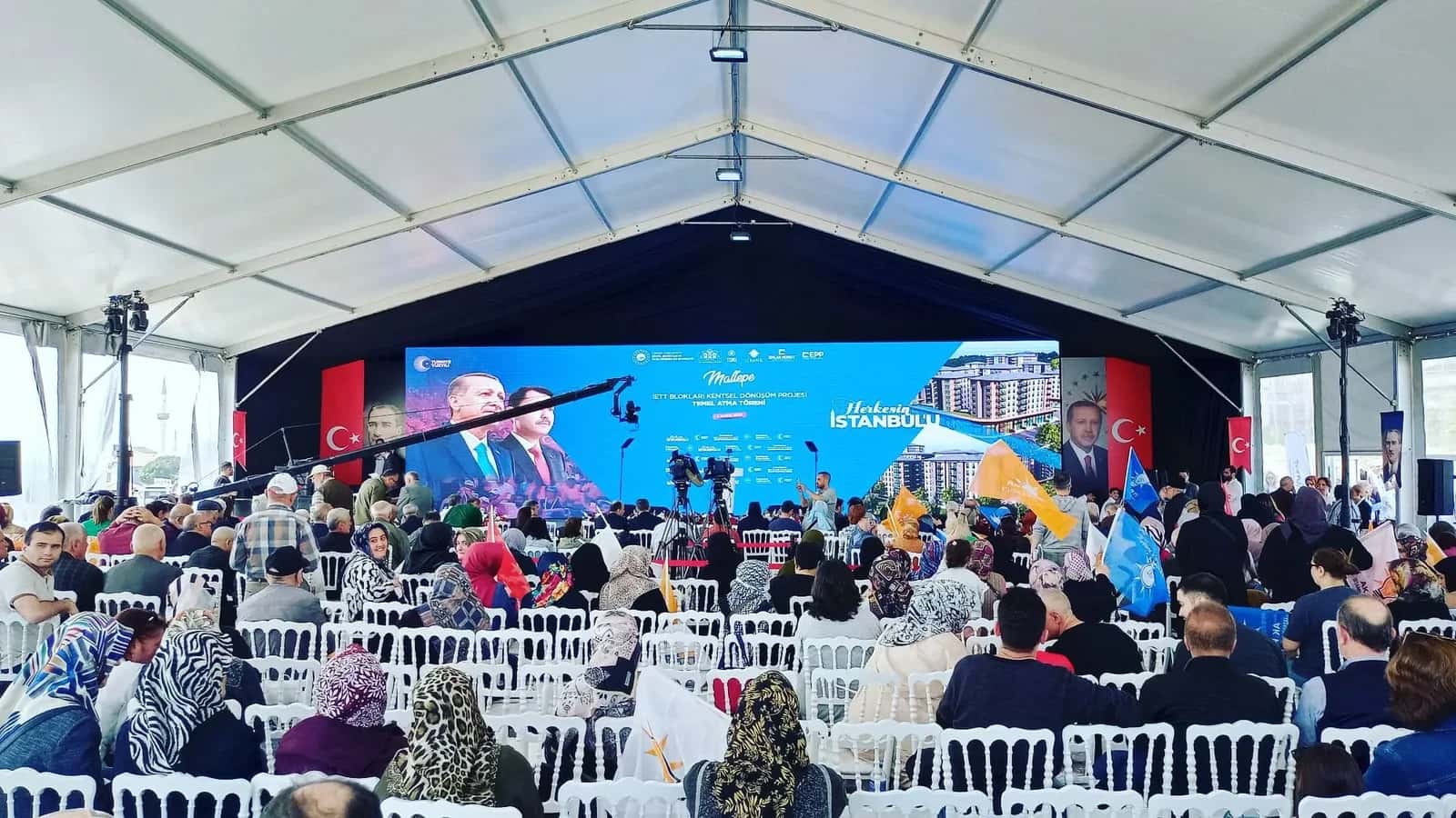 Conference stage with integrated LED display and modern professional lighting