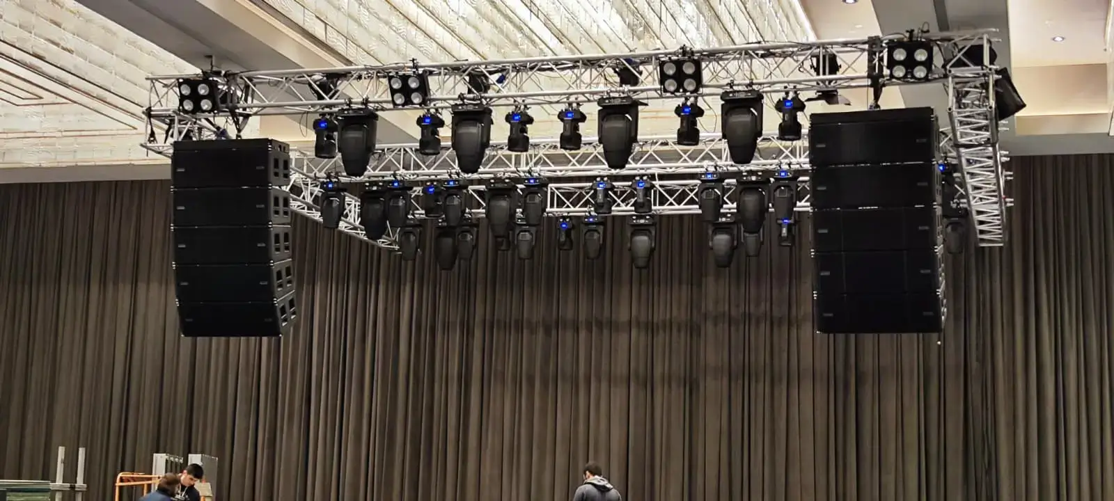 Audio visual equipment rig prepared for an event in Istanbul