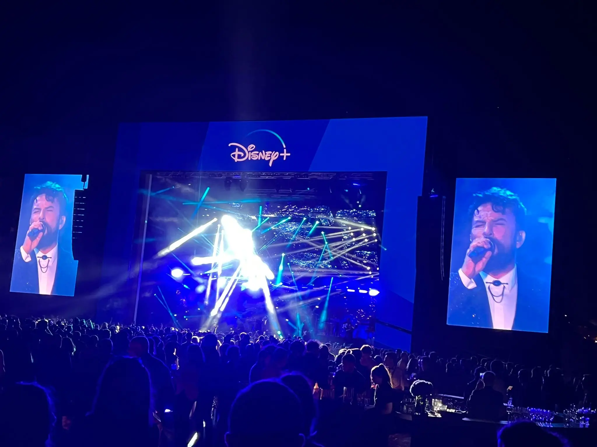 Corporate event stage and LED screen installation example