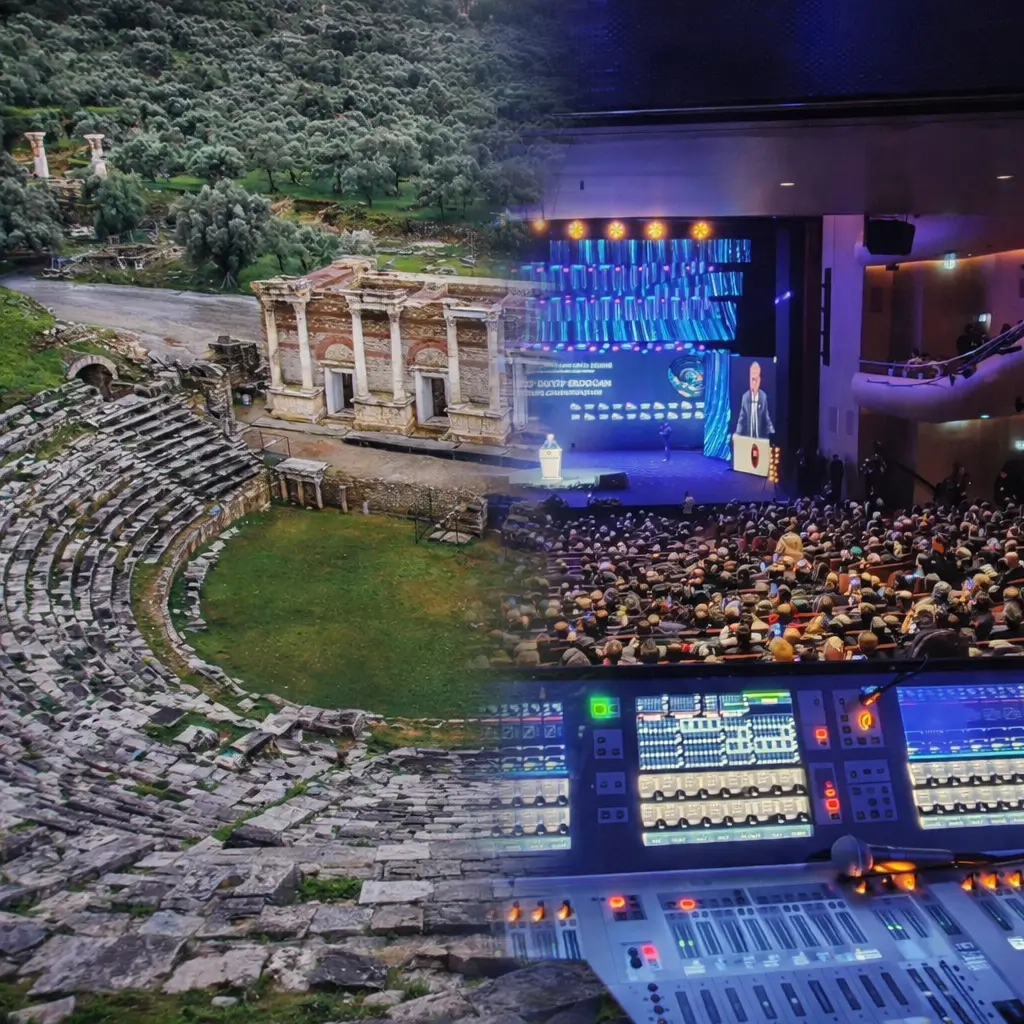 Transition from ancient theatre stage to modern concert stage