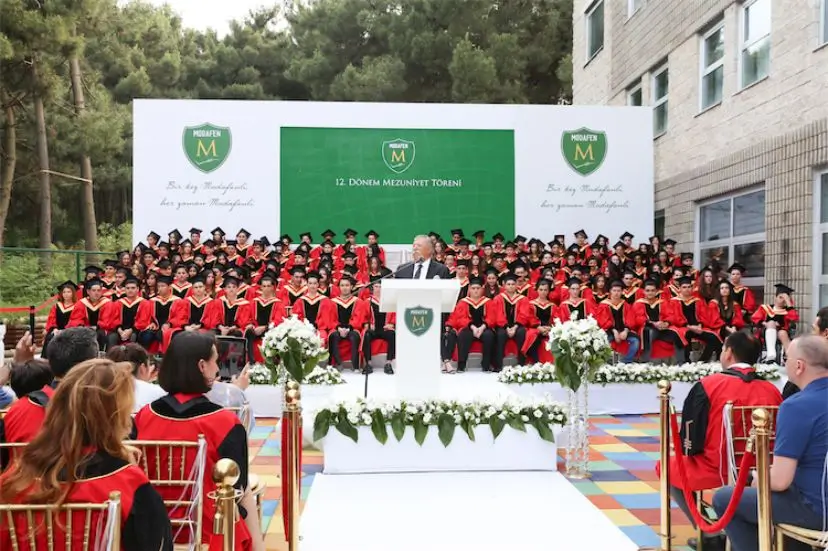 LED screen and name synchronization at a graduation ceremony